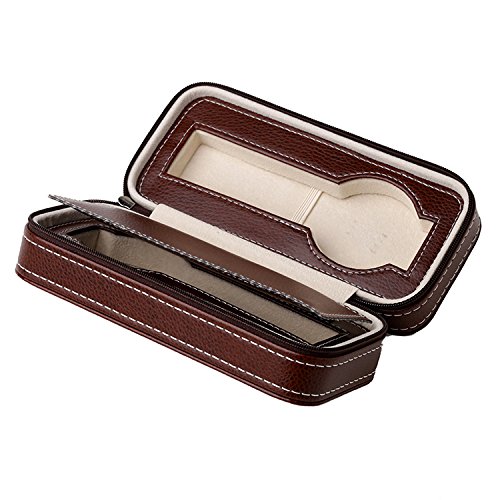 Reloj maletín para 2 relojes relojes Caja presentación de piel sintética Reloj cartón marrón Cover