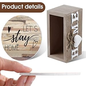 Queekay Housewarming Gifts for Home Decoration Wooden Heart Coasters for Drinks 6 Set Farmhouse Coasters with Holder Funny for Family Coffee Table Protection, 4''(Classic Farmhouse) Queekay Housewarming Gifts for Home Decoration Wooden Heart Coasters for Drinks 6 Set Farmhouse Coasters with Holder Funny for Family Coffee Table Protection 4Classic Farmhouse