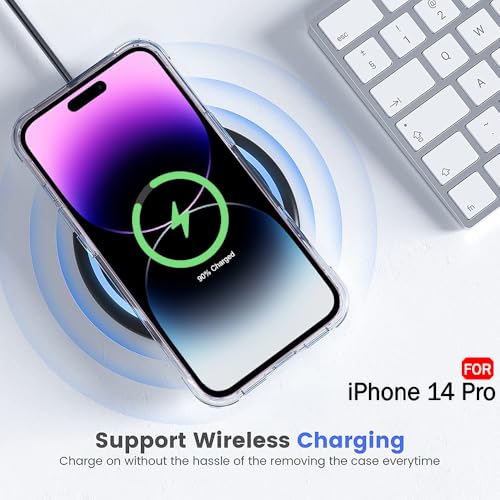 Image of TheGiftKart Hybrid Back Cover Case for iPhone 14 PRO | Built-in Stand | Shockproof Hard Back Case Cover for iPhone 14 PRO (PC & TPU, Clear Back, Transparent Sides)