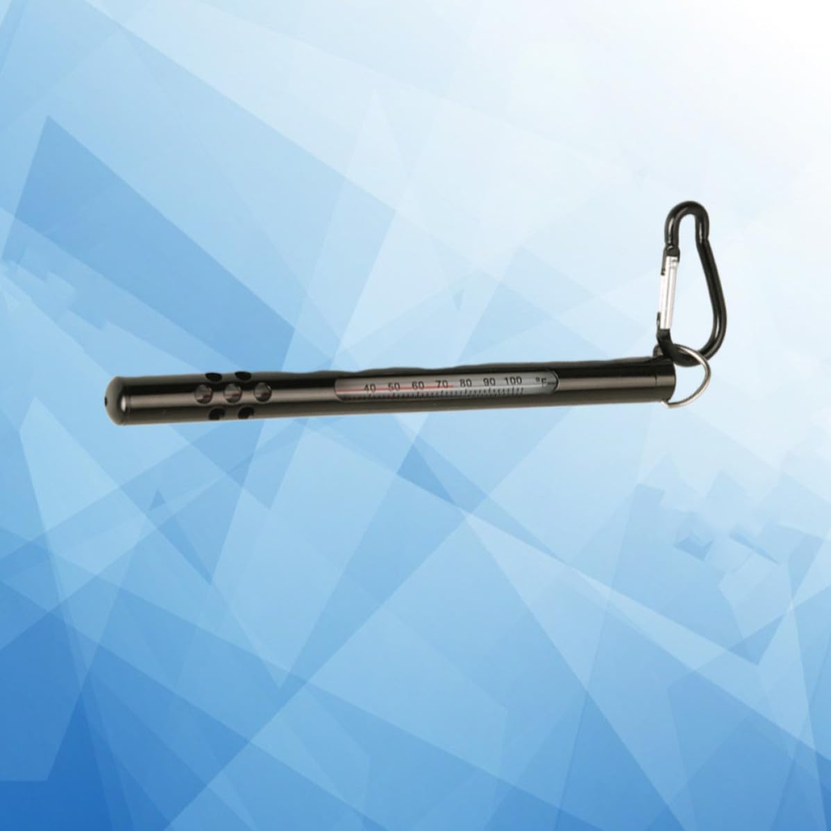 Termómetro para Pesca Lápiz Metálico Negro, Herramienta Precisa para Medir Temperatura del Agua en Ríos y Arroyos, Clip de Bolsillo y Anillo para Cordón
