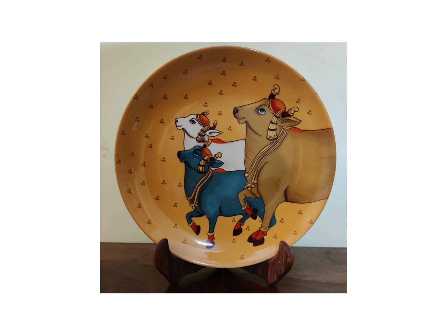 RB Creations Pichwai Decor Plate10 in x 10 in with Wooden Holder