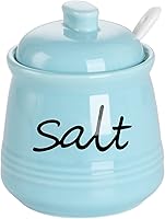 Vista 11 de ONTUBE Tazón de sal de cerámica con tapa y cuchara 12oz blanco (azul marino)