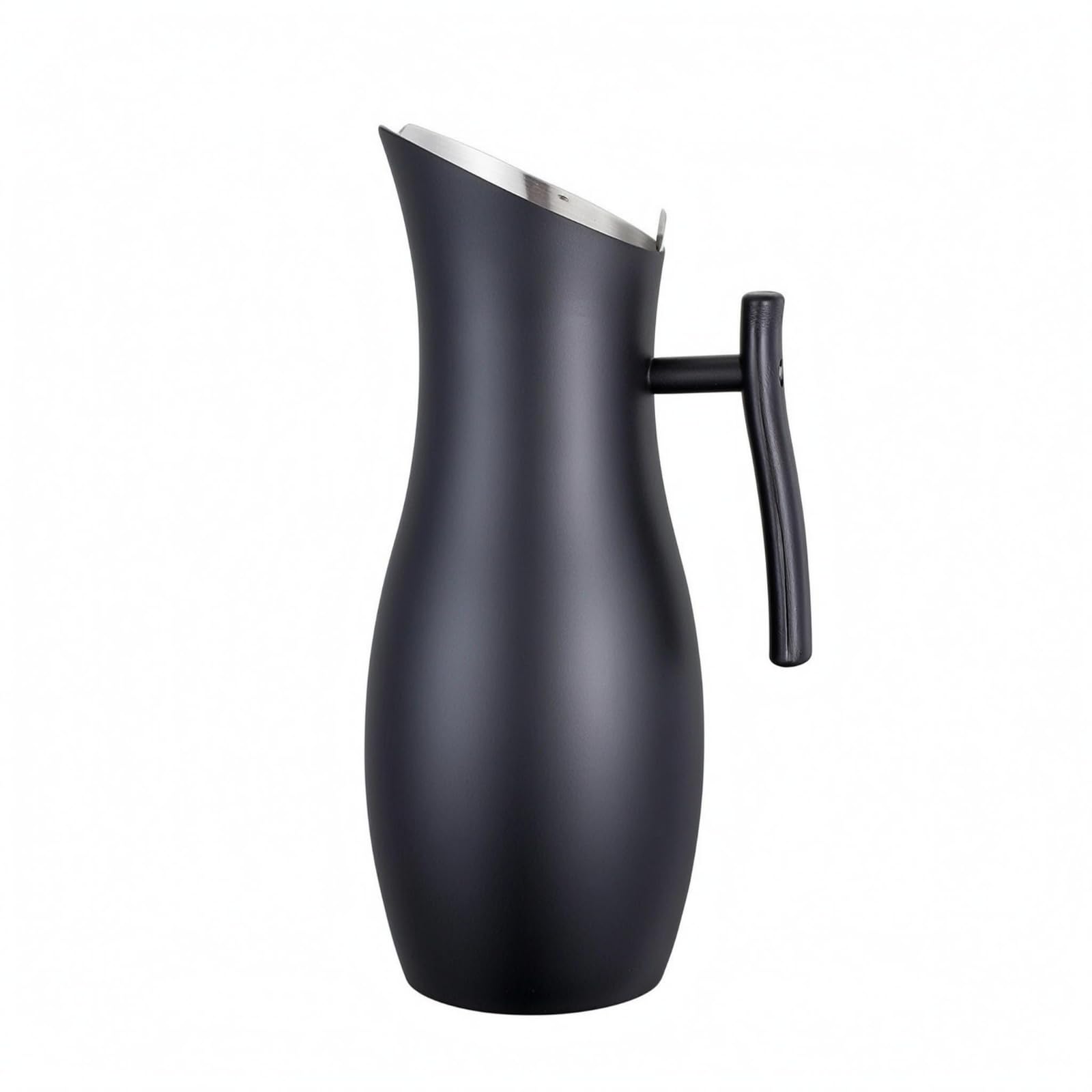 rockible Jarra de Acero Inoxidable Jarra de Agua Jarra Metálica Recipiente de Bebidas Borde Inclinado y Vertido Práctico con Control de Flujo Adecuada para, Negro, Negro