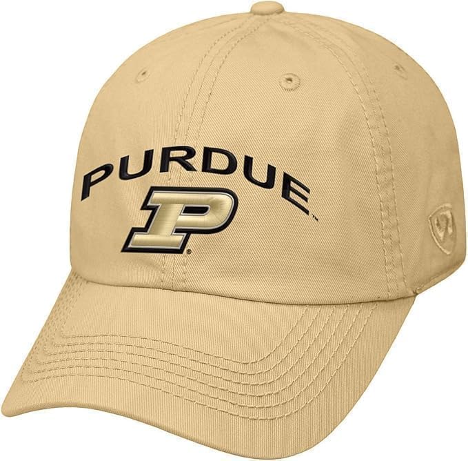 Collegiate Primary Color Team Arch Adjustable Hats (US Alpha One Size Purdue Gold)