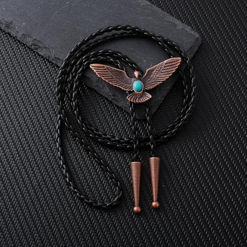 Image of HUABOLA CALYN Bolo Tie for Men Women, Native American Turquoise /Longhorn Bull /Eagle /Horse Bolo ties,Western Tie Costume