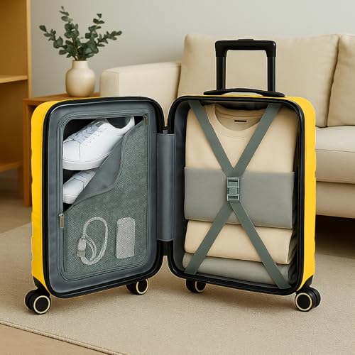 World Traveler Dejuno Motley Lightweight Hardside Expandable Spinner Luggage, Yellow, Carry-On3