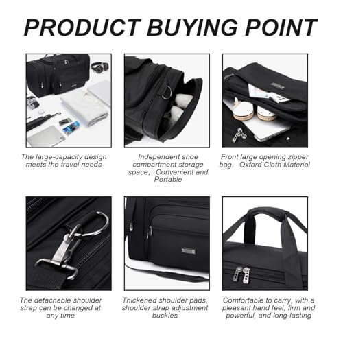Gym Bag for Women, Duffel Bag 22x10x12" Large Capacity Portable Oxford Cloth Sports with Sturdy Handle ＆ Dual Zips for Men and Women3