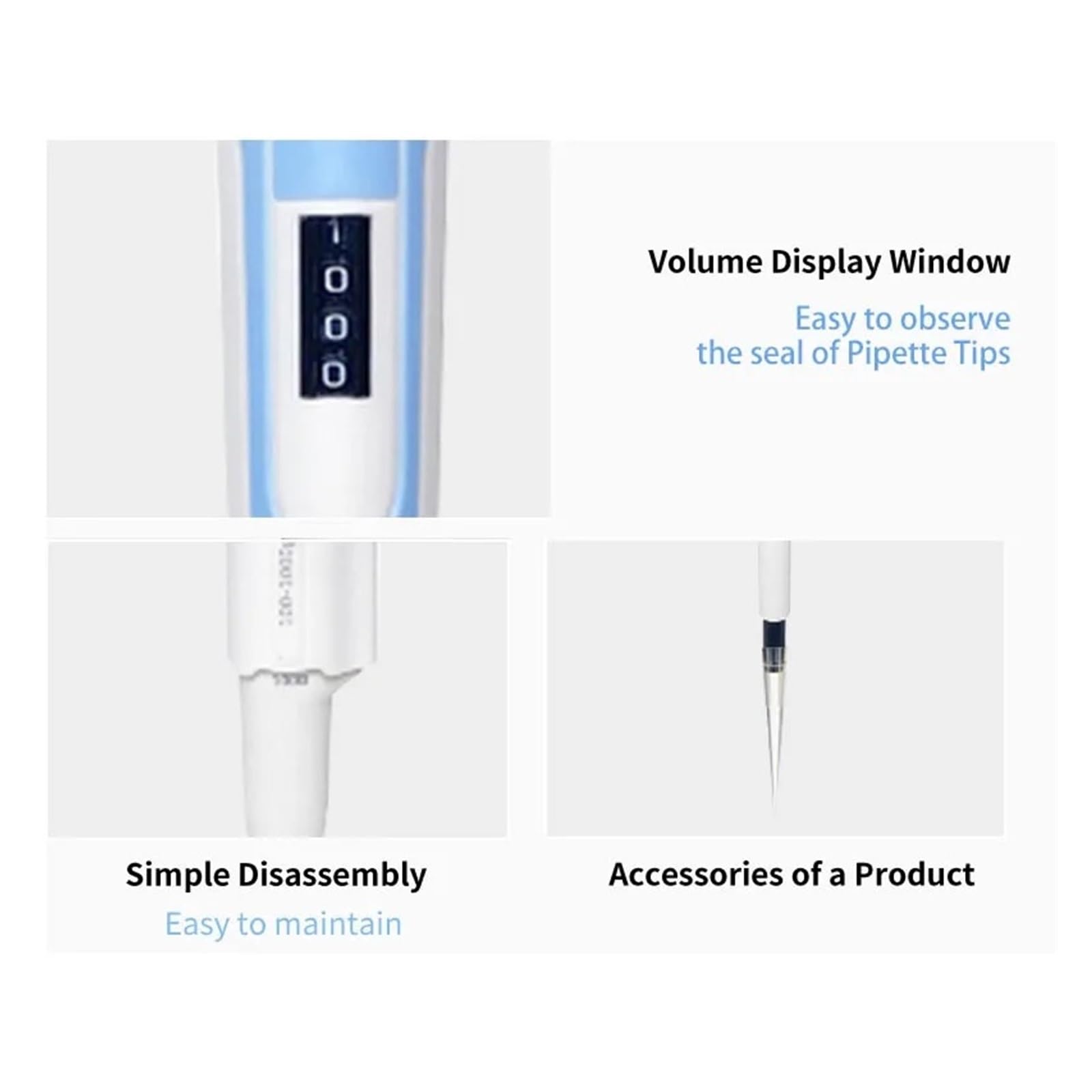Pipette, Laborpipette, digital, einstellbar, 0,1–10 ml, Pipette, Laborbedarf, autoklavierbar, Tropfpipette, medizinisches Zubehör mit Spitzen(2-20ul)