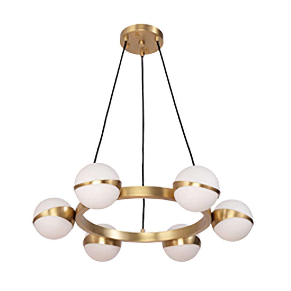 LYMSXAZOU 6 Light Globe Pendant G9 Led Chandelier - Modern Glass Fixture for Dining Living Room Villas/Hotels Contemporary Copper 6-Light