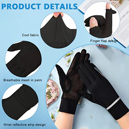 PALAY® Women Riding Gloves Hand Gloves for Bike, Black Hand Gloves for Sun Protection, UV Protection Summer Cooling Mesh Breathable Gloves for Women Cycling Fishing - UPF 50+, Non-Slip, Silk 3 51blzYYuojL