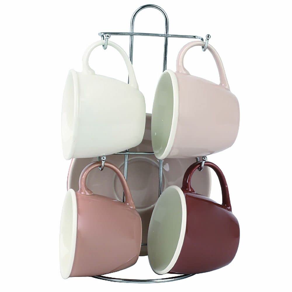 Lot de tasses à café marron et beige en porcelaine Bone China de 210 ml