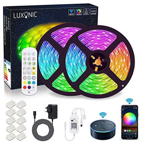 LUXONIC WIFI Tira de LED 10 m, RGB tiras de luces 5050 SMD,...