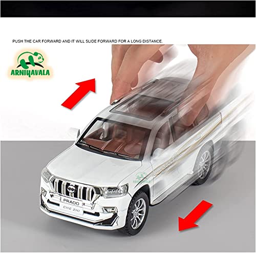 Image of Alloy Metal Pull Back Die-cast Car 1:24 Prado Diecast Metal Pullback Toy car with Openable Doors & Light, Music Boys Gifts Toys for Kids【Colors as Per Stock】