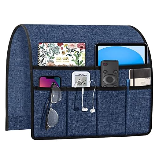Joywell Sofa Caddy Organizer Remote Control Holder for Couch Recliner Non Slip Armrest Chair Caddie with 6 Pocket Storage for Magazine, Tablet, Phone, iPad, Navy