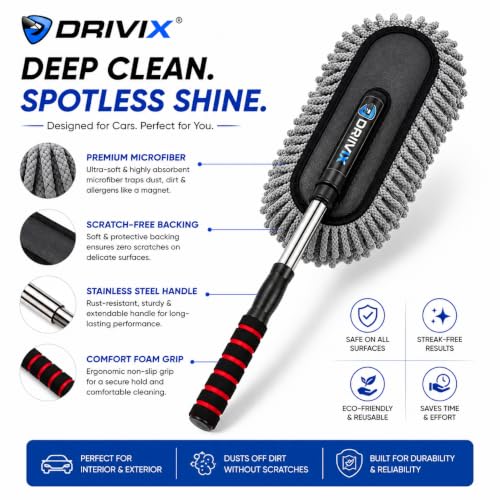 Image of Car Cleaning Combo Kit, Microfiber Duster + 500 GSM Cloth Pack of 2