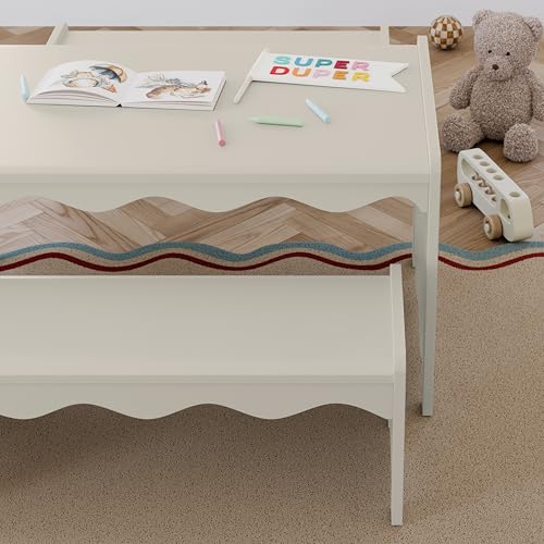Image of Storkcraft Casablanca Montessori Indoor Kids Table & Bench Set, Frosted Oat
