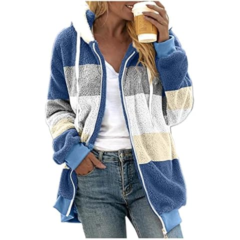 Generic Plüschjacke Damen Teddy mit Kapuze Kurz Lang Flauschig Elegant Plüschmantel Plüsch Oberbekleidung Cover