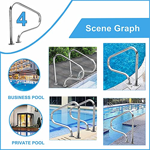 Barandal para piscina de acero inoxidable 304 80x27x80cm miniatura 5