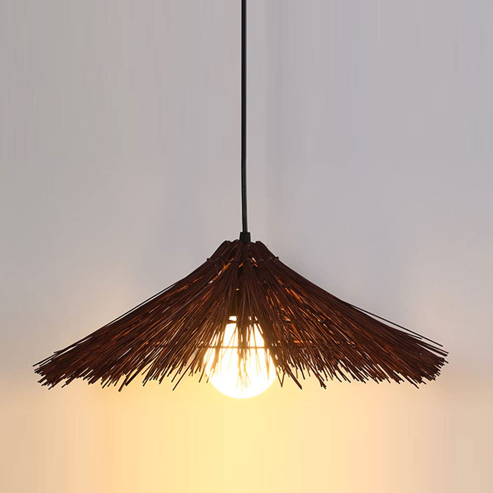 LYMSXAZOU Pendant Lighting Adjustable Boho Chandelier Rattan Decorative Lamp In Brown Contemporist Ceiling Light For Restaurant Tearoom Bedroom Living Room Cafe