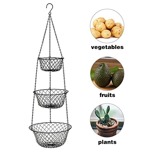 Malmo 3-Tier Wire Fruit Hanging Basket, Vegetable Kitchen Storage Basket thumb #5