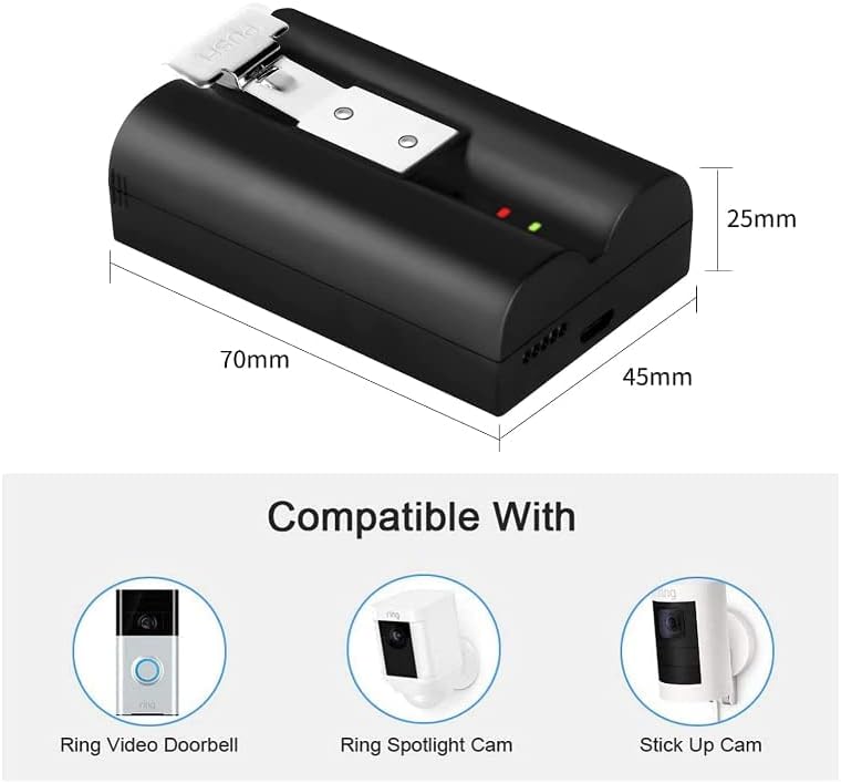 3.65V Rechargeable Ring Battery with Charger,Compatible with Ring Video Doorbell 2/3 Stick Up Camera and Spotlight Cam Battery is 6040mAh
