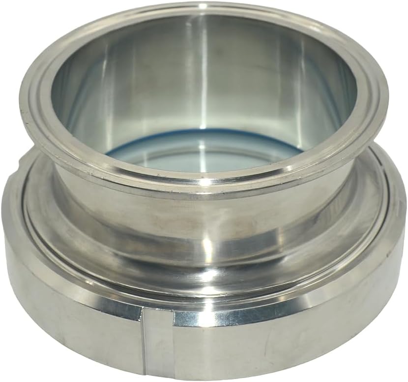 VARMHUS 304 Stainless Steel Sanitary Quick-Connect Sight Glass, Tri-Clamp Union Type with Blue Silicone Gasket and Internal Threaded Hole, Sanitary Tank Observation Window (OD 102 chuck 119)