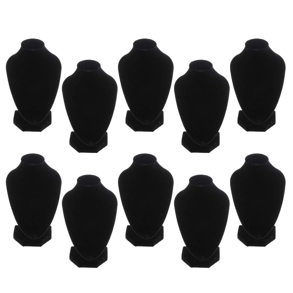 10x Velours Noir Bijoux Buste Présentoirs Titulaire