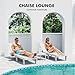 WACASA Outdoor Chaise Lounge Chairs Set of 2, Oversized Lounge Chairs with 5-Level Adjustable Backrest & Cup Holder, Resin Waterproof Pool Lounge Chair for Poolside, Patio, Beach, Yard, White