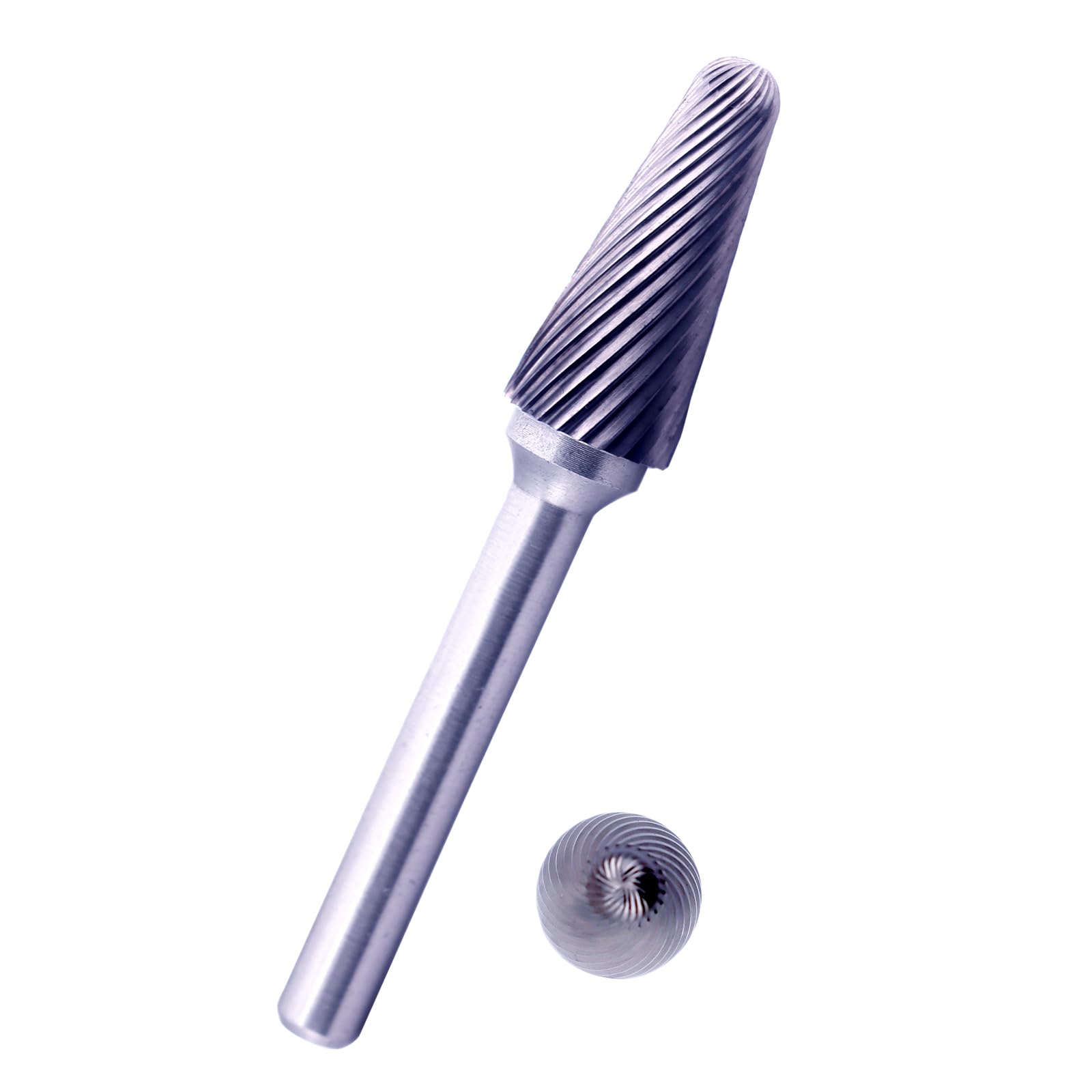 Tungsten Carbide Burr Bit 1/4" Shank Flame Sharp End Single Flute Carbide Rotary File Bits for Metal Working, Deburring, Grinding, Polishing, Carving and Engraving — Amazon image 9