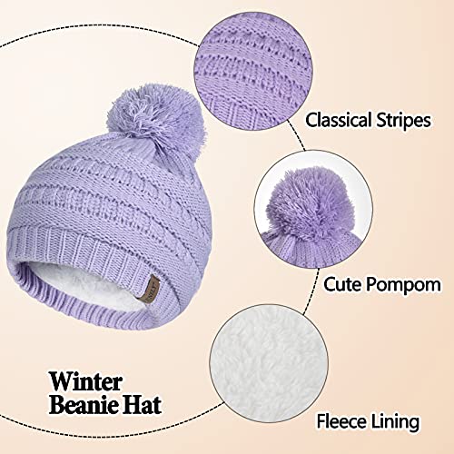 Kids Winter Beanie Hat Scarf Gloves Set with Fleece Lining for 1-5 Years Old Girls Boys2