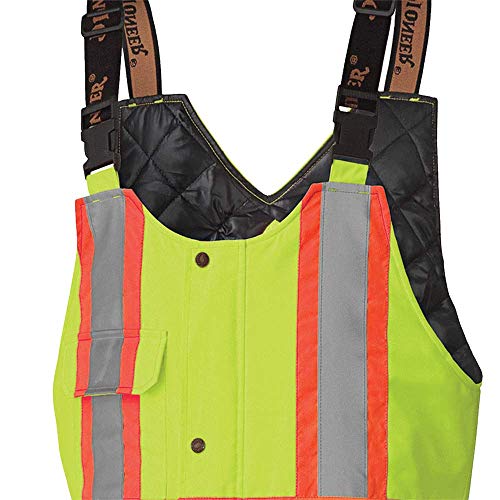 Pioneer High Visibility, Waterproof, Windproof Quilted Bib Safety Pants With Adjustable Suspenders, Reflective Tape, Yellow/Green, Unisex, L, V1120661U-L #TOP4