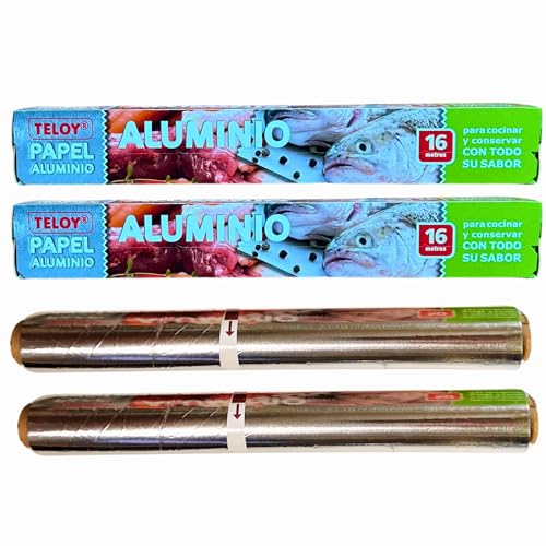 Papel de aluminio extra resistente, Resistente al calor y fácil de cortar, papel de plata. Conservar alimentos, cocinar, asar, hornear y para barbacoa, parrilla y peluquerias, 32 m x 29 cm