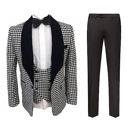 Costume velours homme haut de gamme avec blazer pied-de-poule de cérémonie