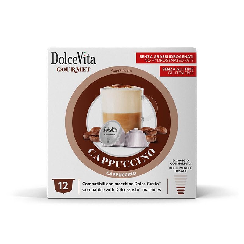 DolceVita Cappuccino Senza Glutine e Senza Grassi Idrogenati 144 Capsule Compatibili Con Sistema Nescafe Dolce Gusto - L' Emporio del Caffè