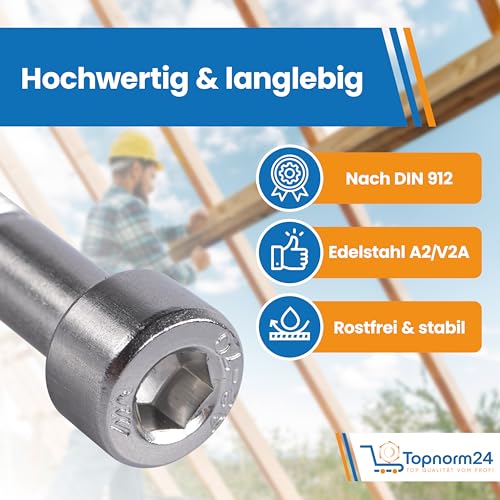 Zylinderschrauben Edelstahl Innensechskant - M6x30 - (20 Stück) - DIN 912 (ISO 4762) Vollgewinde Zylinderkopfschrauben - A2 V2A rostfreier Edelstahl (M6x30 (20 Stück))