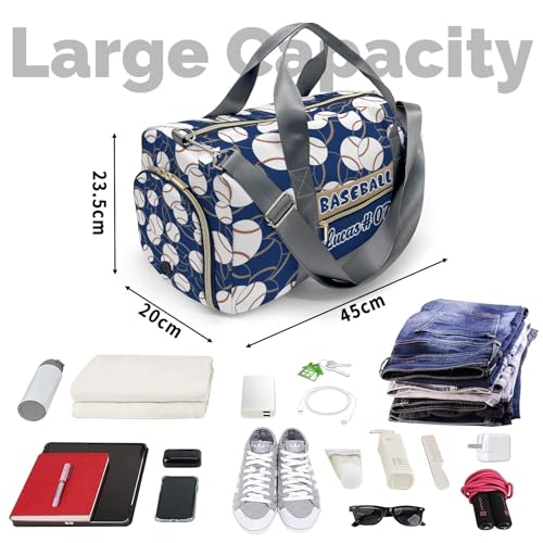 Personalized Name Sports Player Duffel Bags with Ventilation Holes for Shoes Baseball Gold Navy Bags4