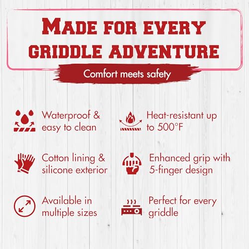 Image of KITCHEN PERFECTION Silicone Oven & Griddle Gloves -Extreme Heat Resistant BBQ & Grilling Gloves -Handle Hot Food Right on Your Griddle |Waterproof Oven Mitts Grill Gloves |Superior Set+3 Bonuses