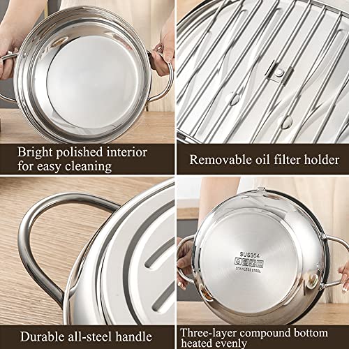 image for Gomakren Deep Fryer Pot, 304 Stainless Steel Frying Pot, Tempura Fry P
