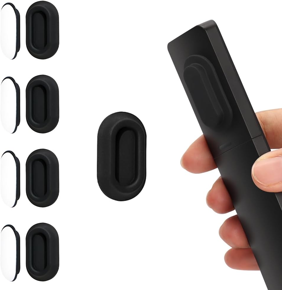 WALLFID Silicone Magnetic Remote Control Holder,4 Pack - Curved Remote Compatible Wall Mount Organizer,New Embedded Slot Design for Secure Grip,Self-Adhesive TV Storage (Black 4 Pack)