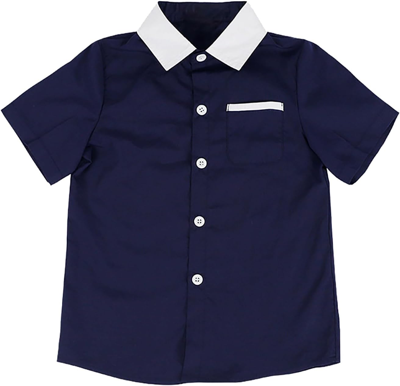 Boys Casual Shirt Summer Collared Short Sleeve Polo Tops Button Down Loose Lightweight Breathable Short Blouse Teen