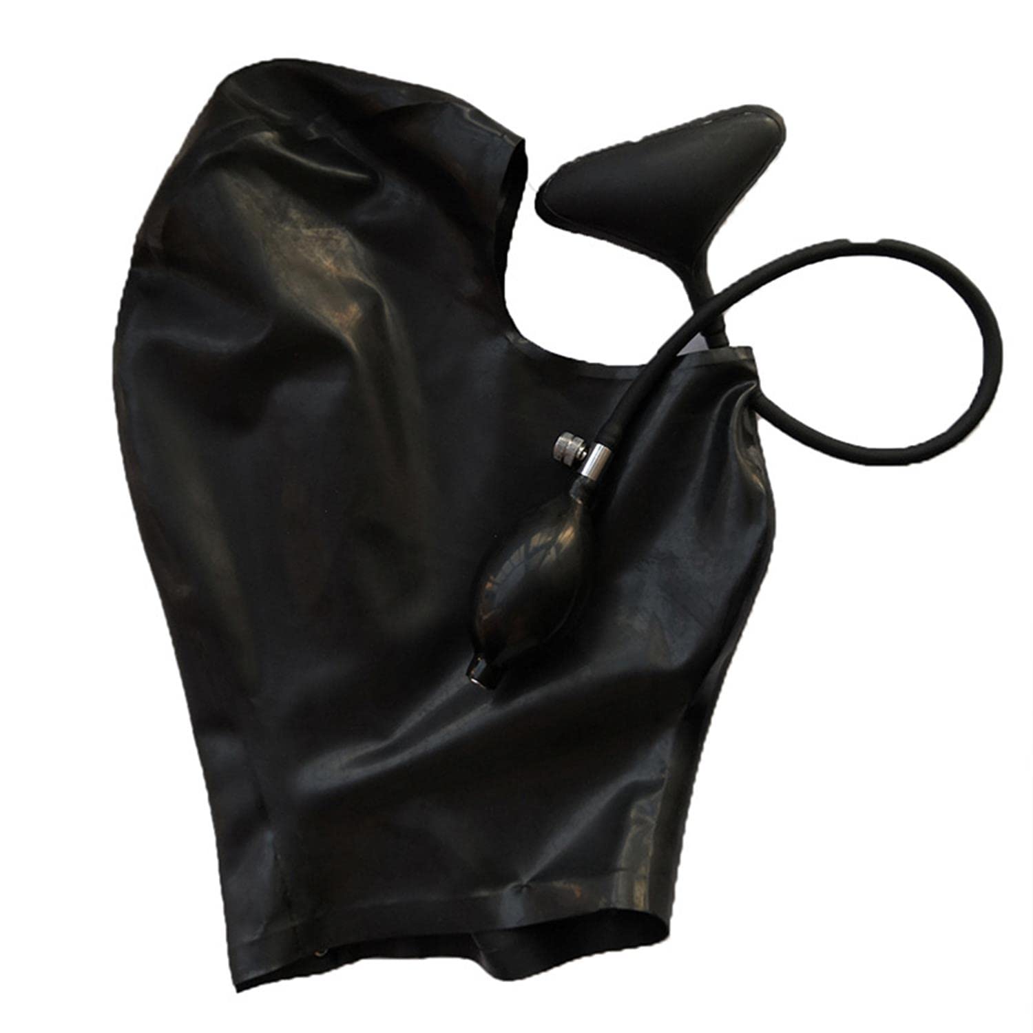 Sexy Latex Tête Couverture Le Noir Latex TêteMasque Cagoule en Latex, Yeux exposés pour Le Jeu de rôle Party Club Wear, Fermeture éclair Ouverte