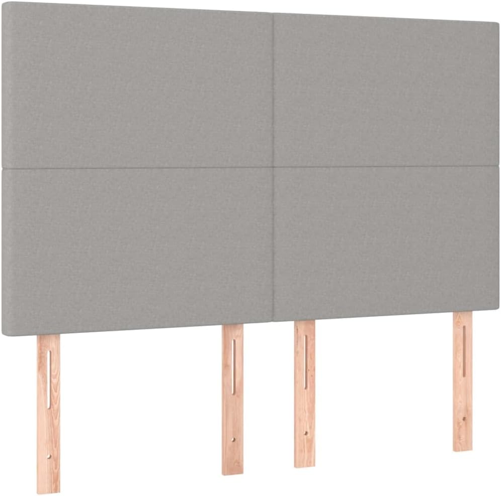 vidaXL Headboard Light Grey 144 x 5 x 118/128 cm Fabric