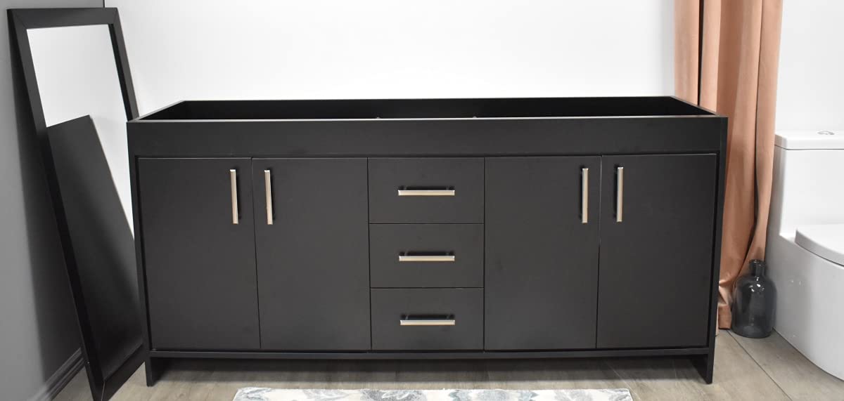 MTD Vanities MTD-3560DBK-10 Capri 60 in. Modern Bathroom Vanity with Cabinet Only for Double Sinks with Brushed Nickel Edge Handles in Black