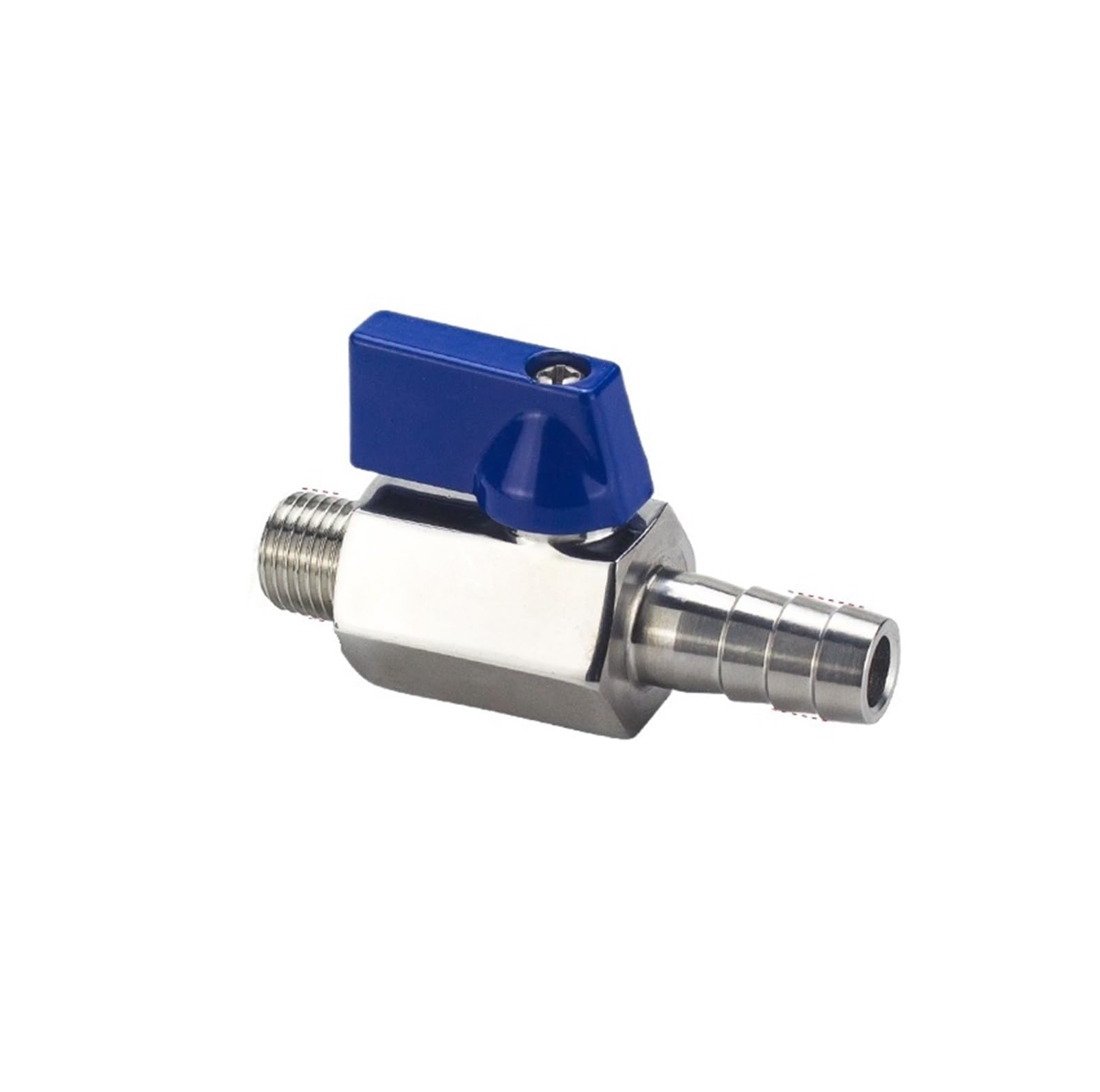 Mini válvula de bola para manguera de 8mm con rosca macho G1/2 en acero 304