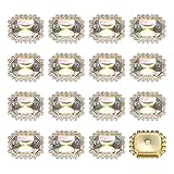 QUARKZMAN 20Pcs Adornos De Estrás Cosibles Botones De Estrás Con Respaldo Plano Gemas Para Manualidades DIY Fabricación De Joyería Decoración De Ropa Zapatos Accesorios Dorado/Colorido