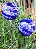 rosenkugeln winterfest 2er Set Gartenstecker Rosenkugel Beetstecker Handarbeit aus Glas Dekoration bitte beachten Sie das jede Kugel anders ausfällt da Handarbeit