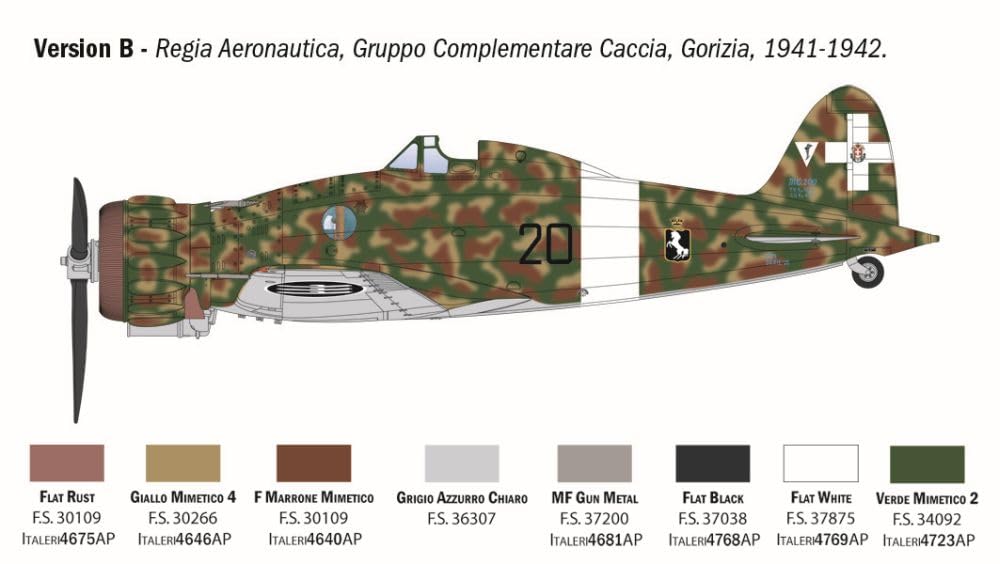 Italeri 2516 Macchi MC.200 Saetta, scala 1:32, Plastic Model Kit/Modello in plastica da montare