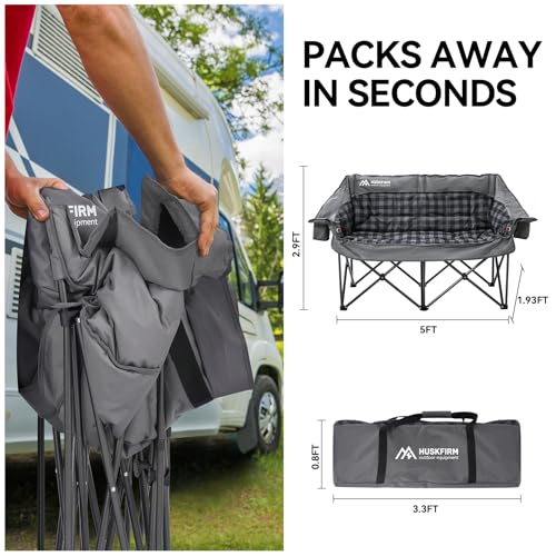 Silla de Camping Doble Calefactable Huskfirm Sobredimensionada con 3 Ajustes de Temperatura miniatura 3