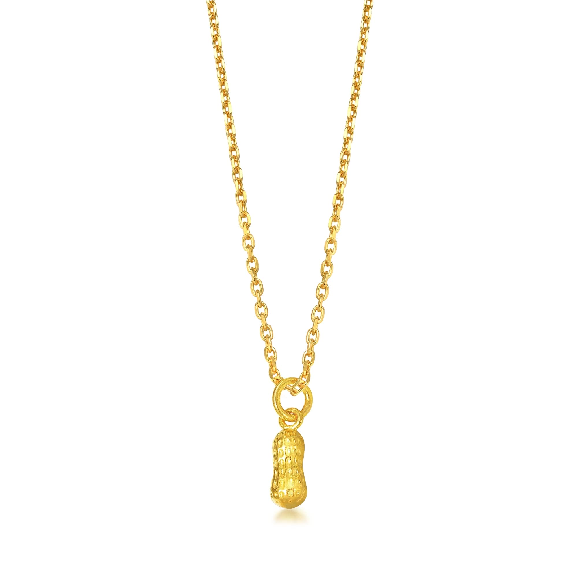 CHOW SANG SANG999.9 24K Solid Gold Price-by-Weight 0.93g Gold Peanut, Longevity Pendant for Women 68982P | [Not Include the Necklace]