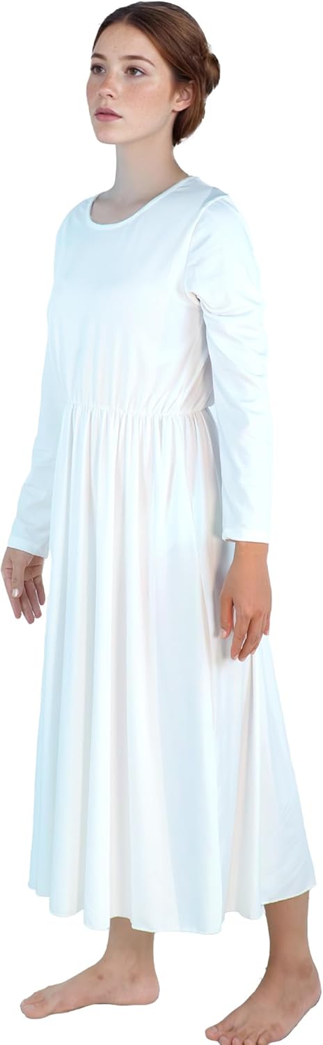 Baisdan Praise Dance Dress for Worship, Long White Dress Women Church, Flowy Midi Dresses, Halloween Costumes